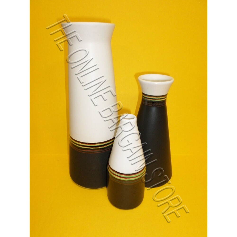Pottery Barn West Elm Modern Home Decor Flower Vases Ceramic Black White Set 3